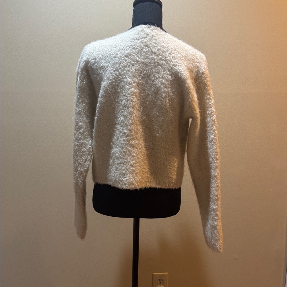 Line & Dot Cream Teddy Jacket with Black Trim - Picture 4 of 4
